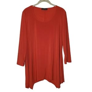 Slinky Brand Scoop Neck Tunic Top with Handkerchief Hem